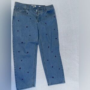 NWT Lucky Brand Blue Jeans with Purple Flower Embroidery